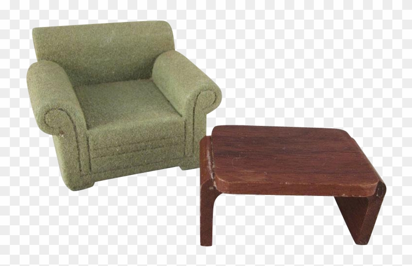 Strombecker 3/4 Green Flocked Club Chair And Walnut - Club Chair #987351