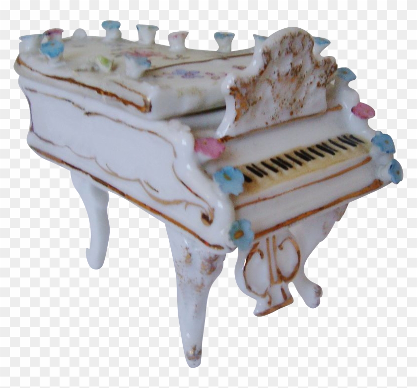 Miniature Doll House Furniture Grand Piano W/ Roses - Player Piano #987405