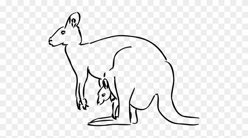 Kangaroo Black And White Clipart #987543