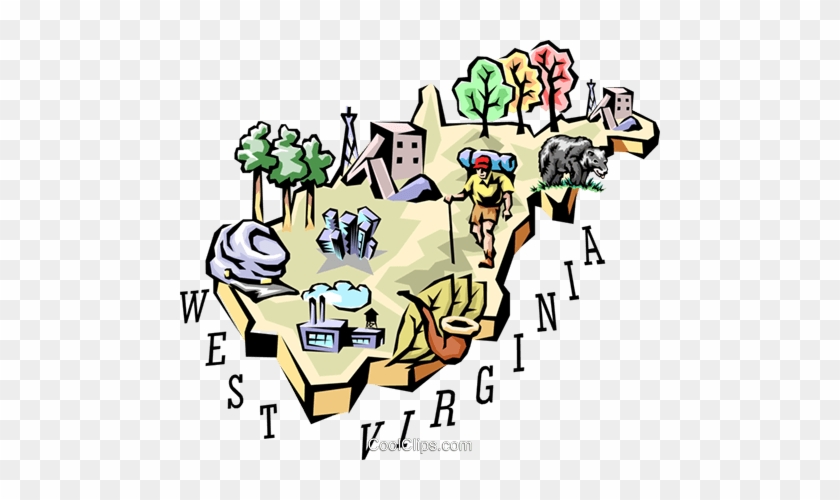 West Virginia Vignette Map Royalty Free Vector Clip - Trees #987724