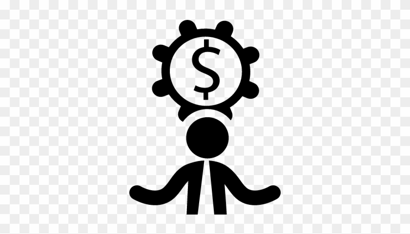 Business Symbol With Dollar Money Wheel And A Businessman - Logo Upid #987814