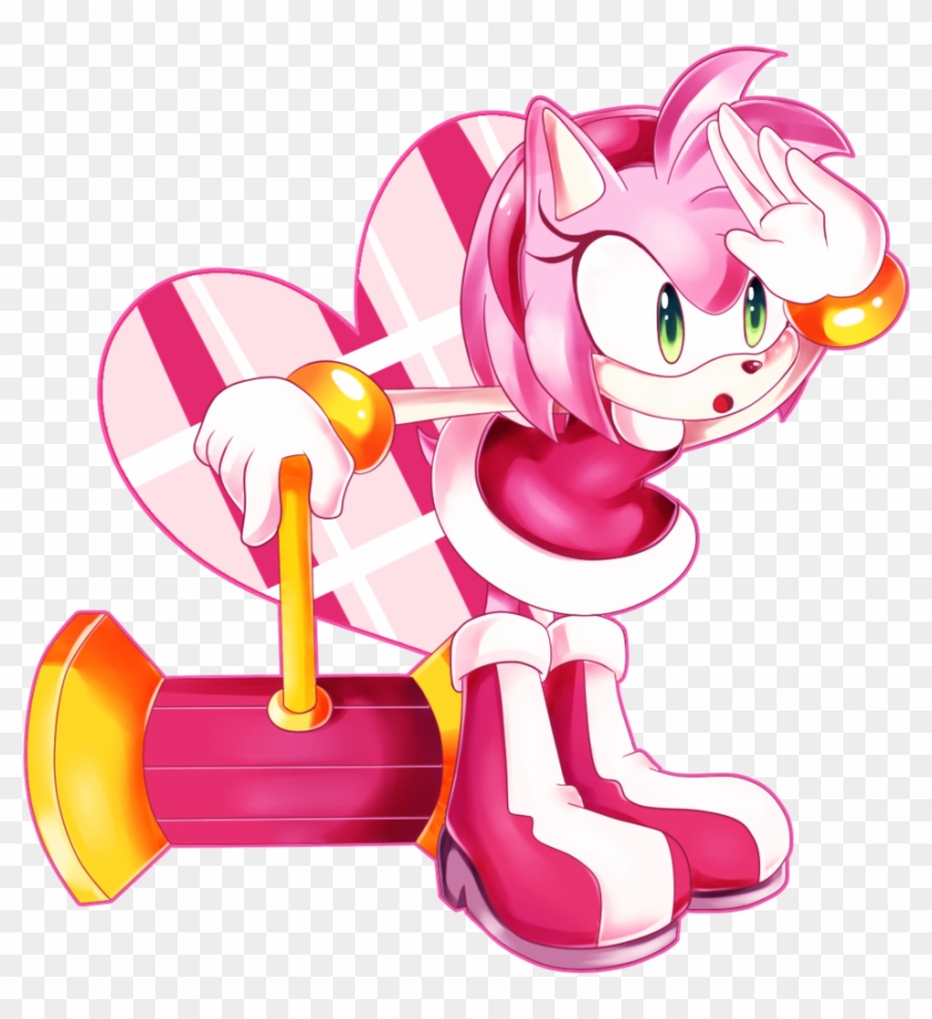 Amy Rose peace sign 9, Sonic the hedgehog, clipart image, png for printer