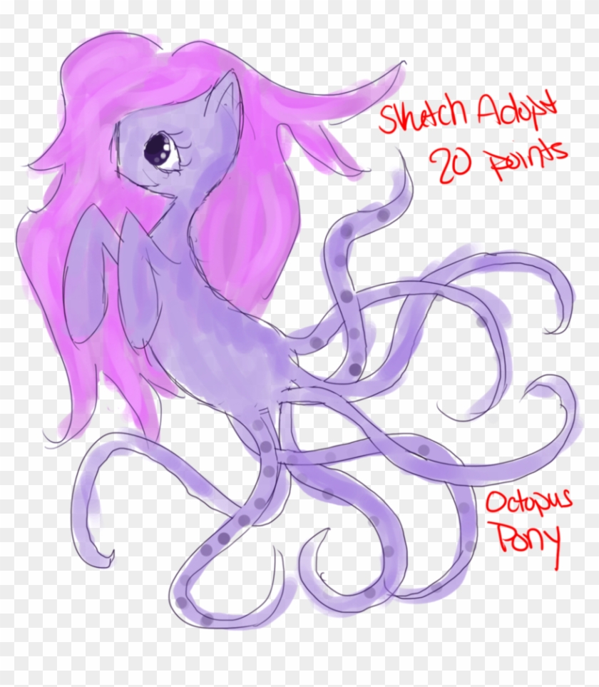 Octopus Pony Sketch Adopt Closed By Blueyedred - Cartoon #989115