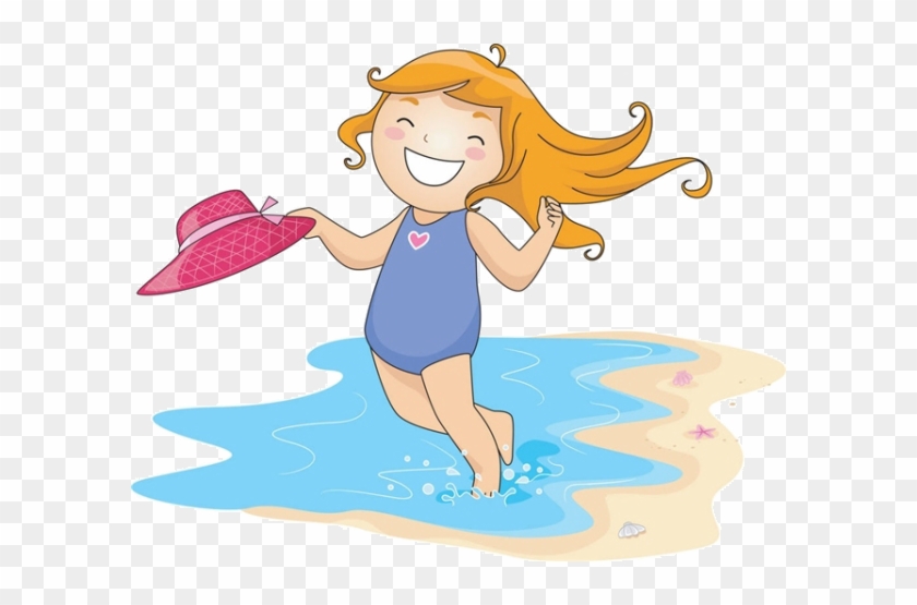 Photography Cartoon Illustration - Cartoon Girl At The Beach #989171