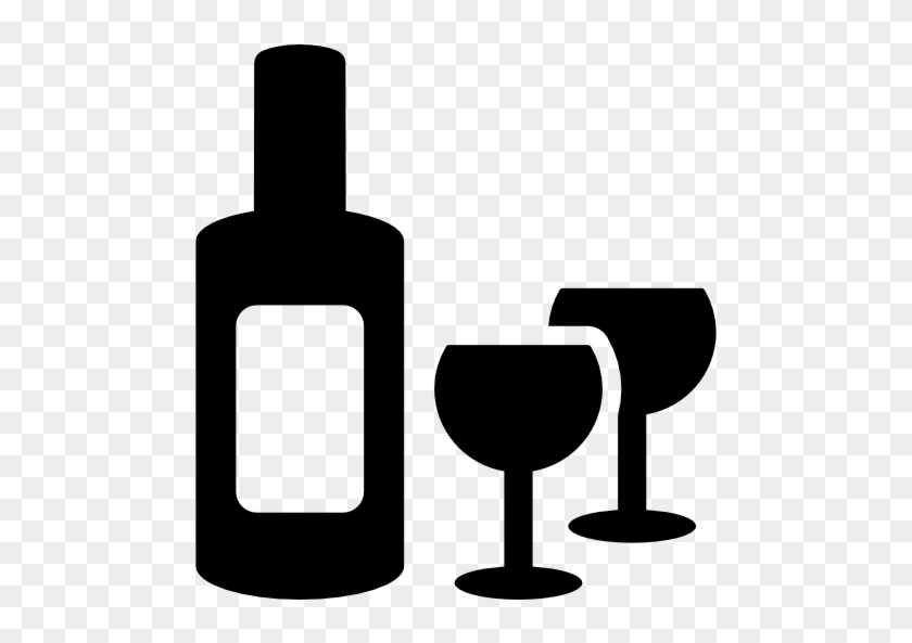 Bottle And Two Glasses Free Icon - Icon Botle Drink Wine #989204