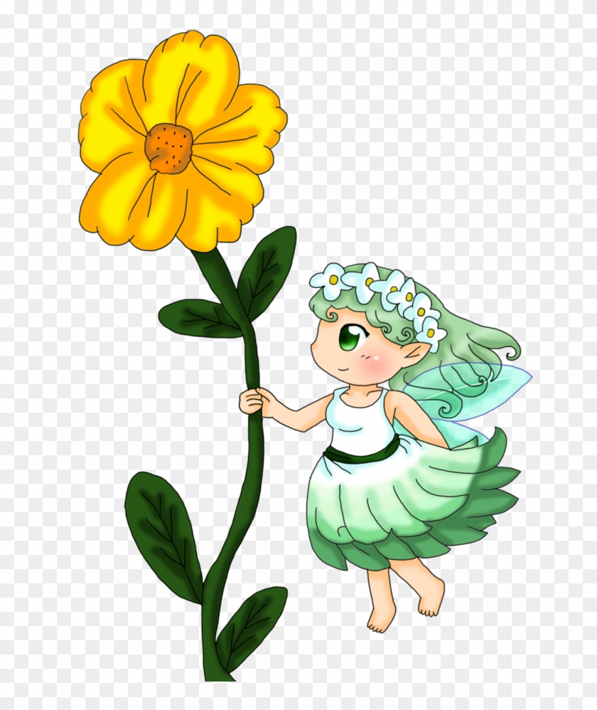 A Tiny Fairy And A Flower By Purplemagechan - Illustration #989546