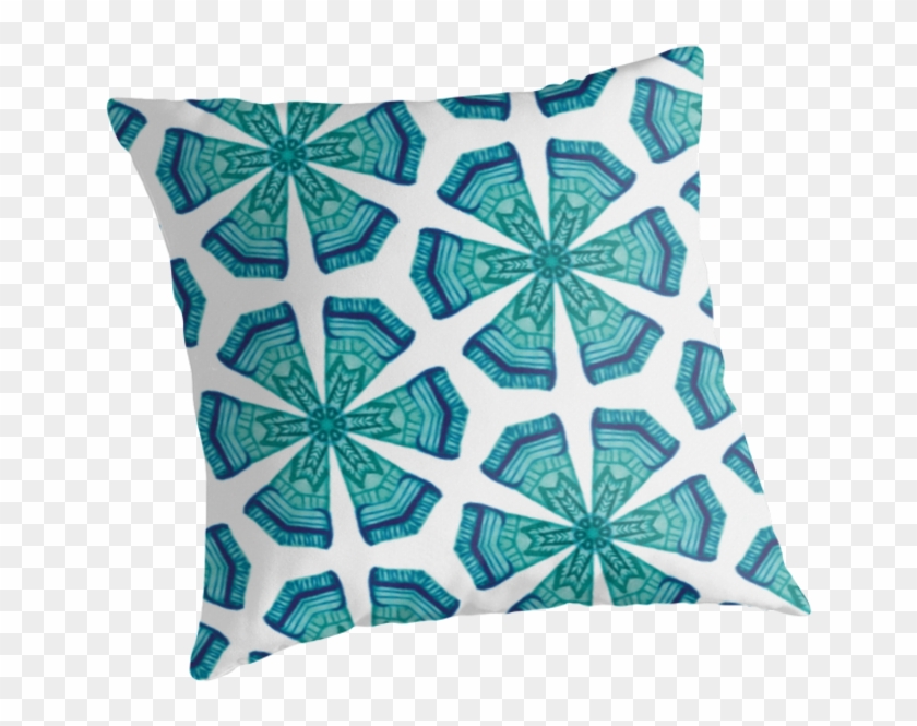Tribal Snowflakes In Blue Watercolors By Leahquinndesign - Cushion #989624
