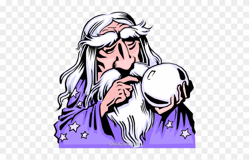 Cartoon Merlin Royalty Free Vector Clip Art Illustration - Wizard With  Crystal Ball - Free Transparent PNG Clipart Images Download