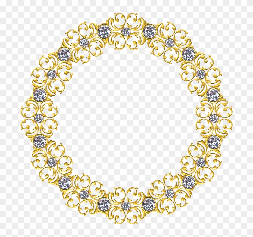 Gold, Frame, Round, Border, Decoration, Ornate, Antique - Gold Circle Frame Png #989805