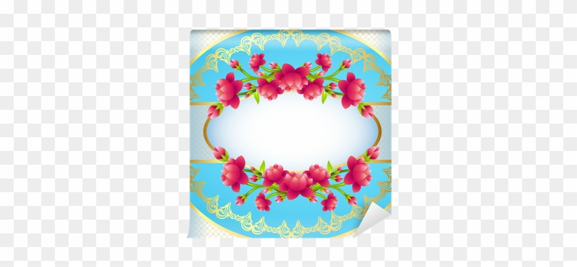 Round Frame Background With Flowering Cherry Blossom - Cicekli Afis Arka Planlari #989807