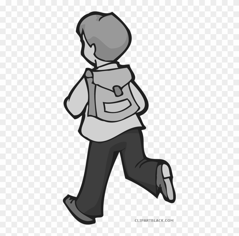 Boy With Backpack Tools Free Black White Clipart Images - Clip Art #989844