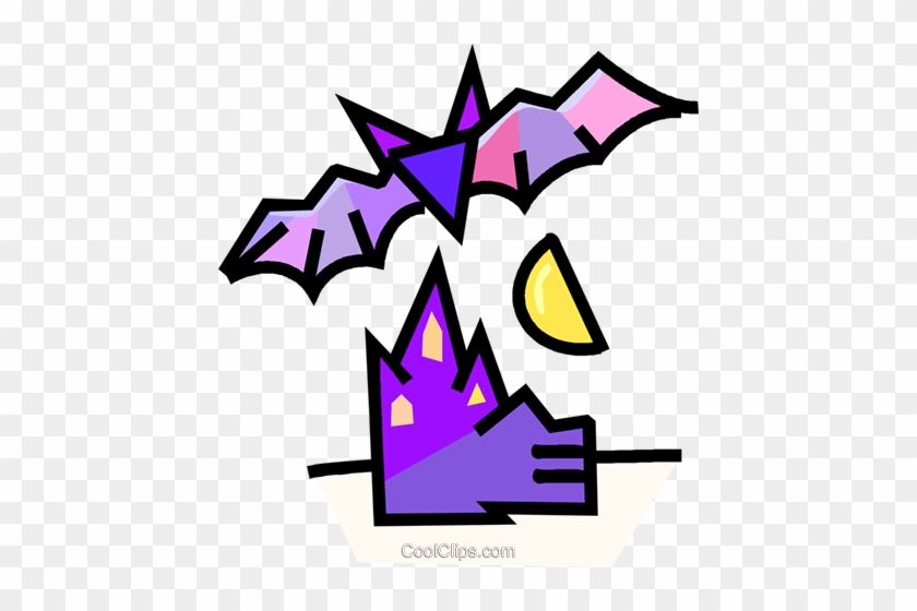 Vampire Bat With A Haunted House Royalty Free Vector - Vampire Bat With A Haunted House Royalty Free Vector #989973