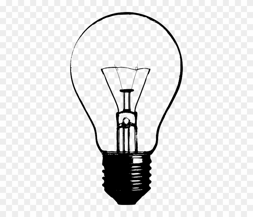 Vintage Edison Filament Bulb Lightbulb Pencil Illustration - Bulb Black And White #990041