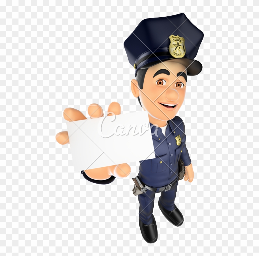 3d Policeman With A Blank Card - 3d Realistic Friendly Police Man Character Policeman #990083