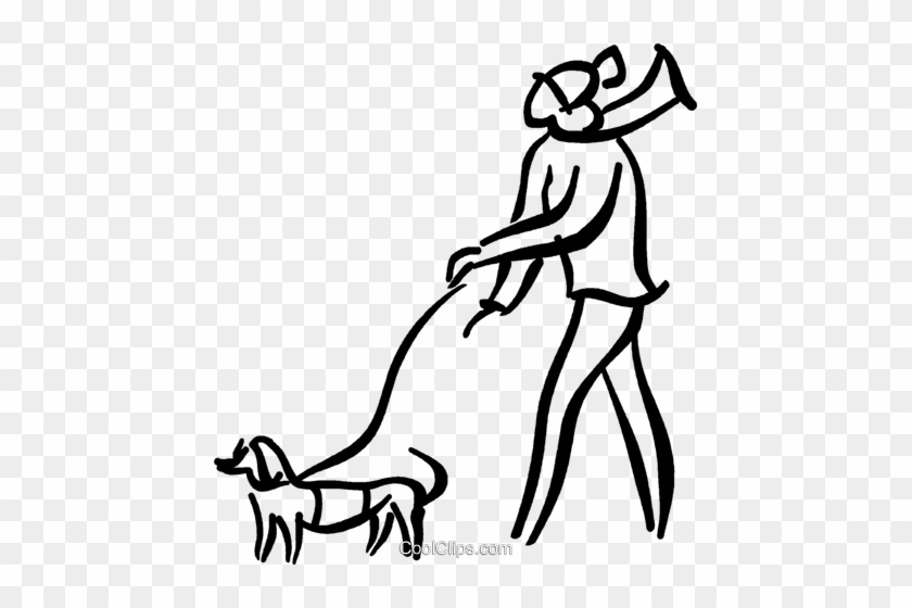 Man Walking A Dog Royalty Free Vector Clip Art Illustration - Microsoft Powerpoint #990366