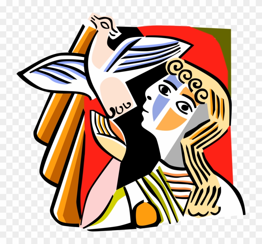 Vector Illustration Of Picasso Inspired Releasing Dove - Clip Art #990464