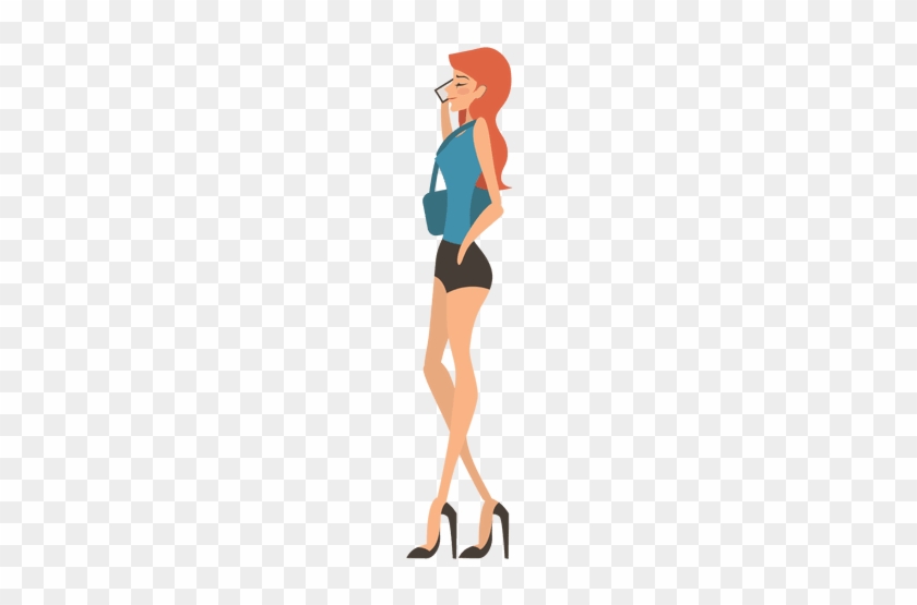 Attractive Girl Talking Phone Transparent Png - Chica Mirando La Tele Dibujo Png Transparente #990768