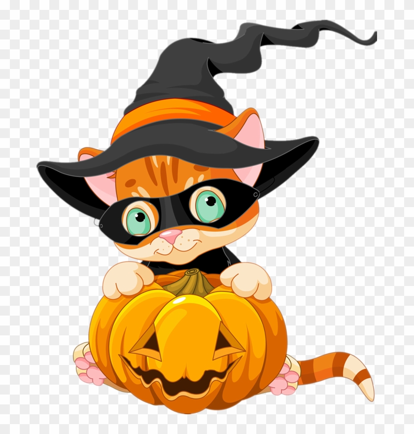 Cute Halloween Kitten Vector - Halloween Cat Clipart #991104