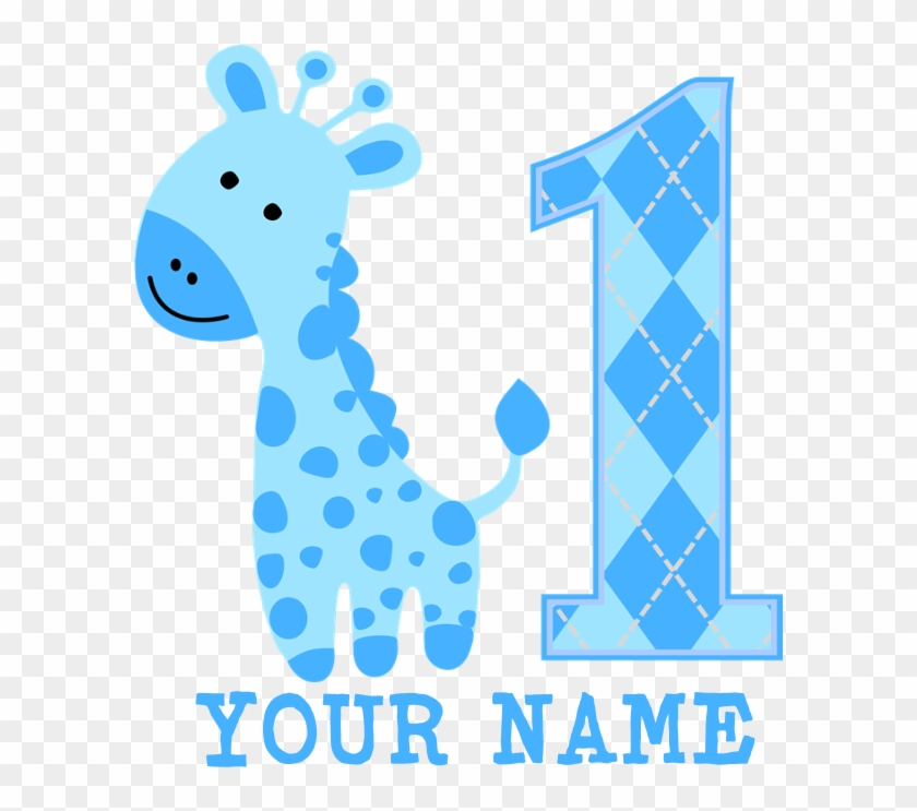 Favorite - Custom Blue Giraffe First Birthday Greeting Card #991331