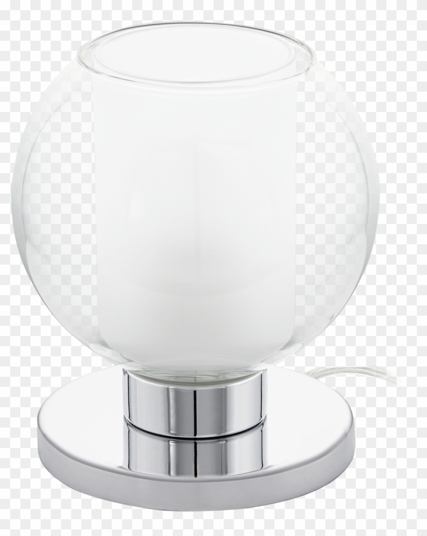 Karlo 1 Bordlampe I Krom Metal Med Klar Og Hvid Glasskærm, - Eglo 95781 Karlo 1 Chrome & Glass Modern Table #991400