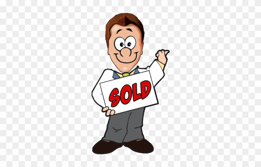 We Buy Houses San Antonio Man Holding A Sold Sign - Cartoon #991655