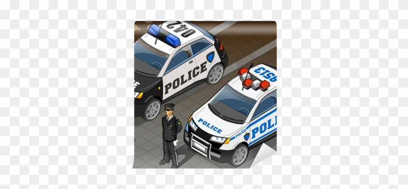 Two Isometric Police Car In Front View Wall Mural • - Illustration #991702