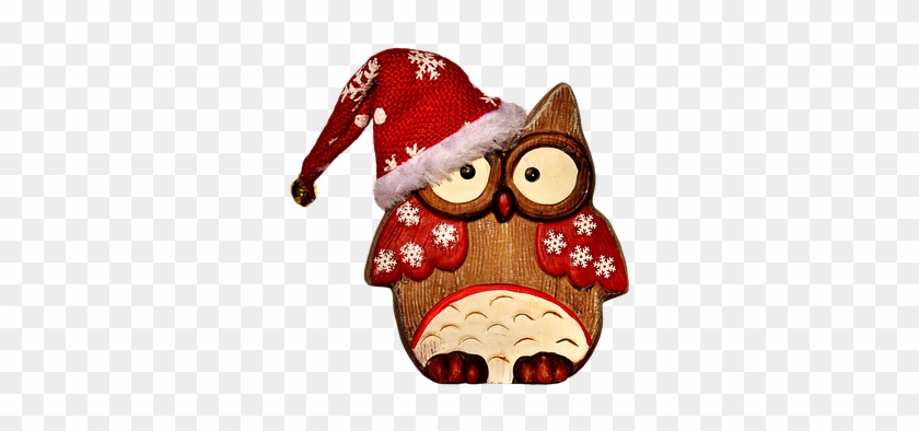 Owl, Figure, Wood, Christmas, Santa Hat - Weihnachts Eule #991936