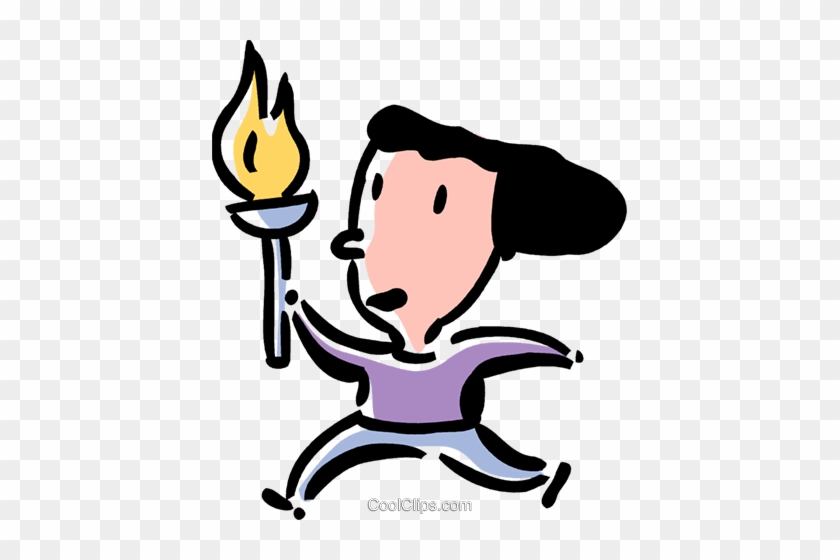 Olympian Running With The Olympic Torch Royalty Free - Clip Art #992120