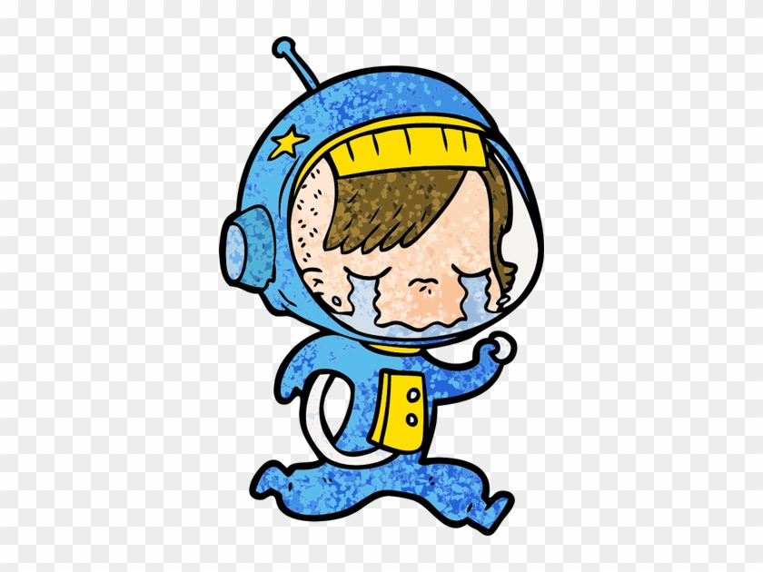 Cartoon Crying Astronaut Girl Running - Drawing #992228