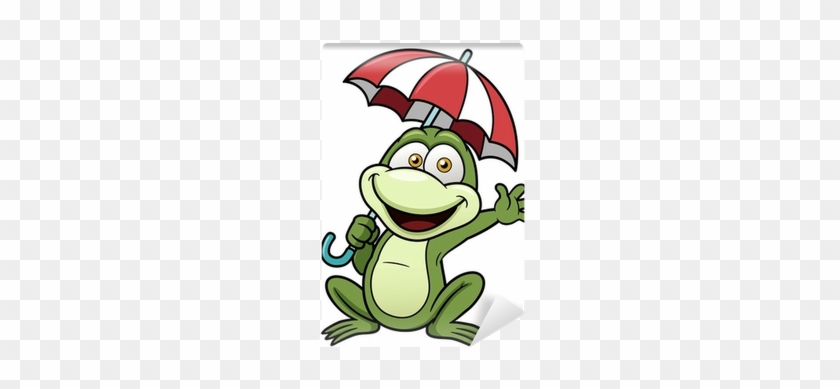 Vector Illustration Of Frog Holding Umbrella Wall Mural - Frog And Umbrella Cartoon #992586