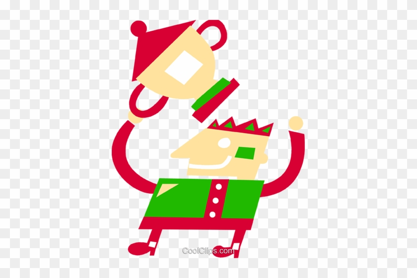 Man Hoisting Trophy Royalty Free Vector Clip Art Illustration - Man Hoisting Trophy Royalty Free Vector Clip Art Illustration #992817