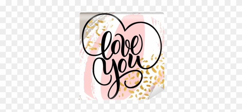 Love You, Hand Written Brush Lettering With Hearts - Te Amo En Vinil #993426