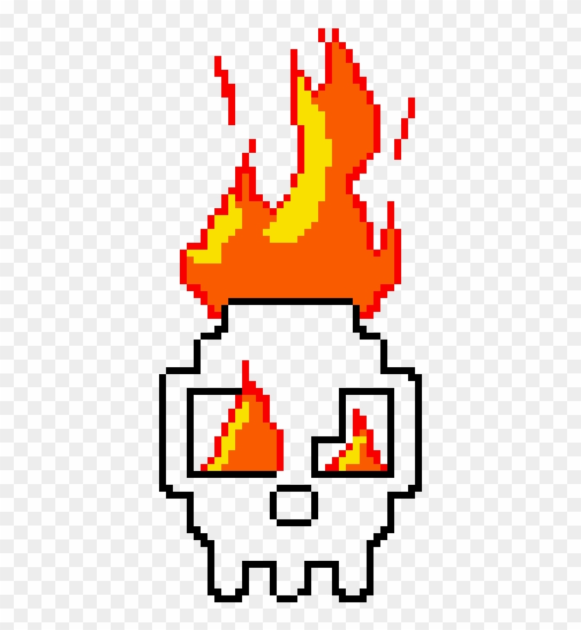 Fire Skull - Fire Pixel Art Png #993437