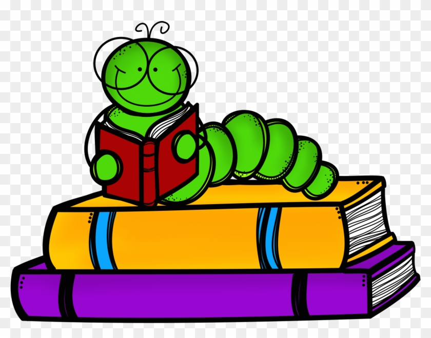 Stack Of Books And Worm With Onto Clipart - Clipart Book Worm #993612