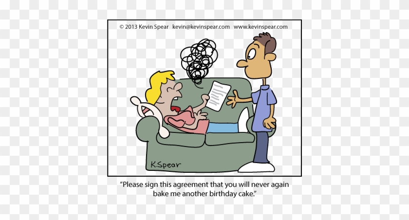 Cartoon Of A Sick Woman Asking A Man To Sign A Contract - Happy Birthday With Your Wife #993685