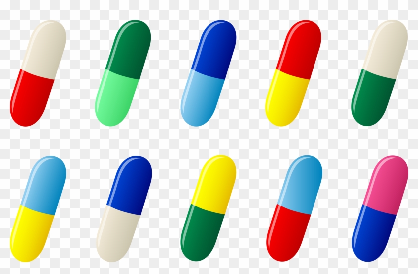 Ten Capsule Pills Free Clip Art - Pills Clipart #993996