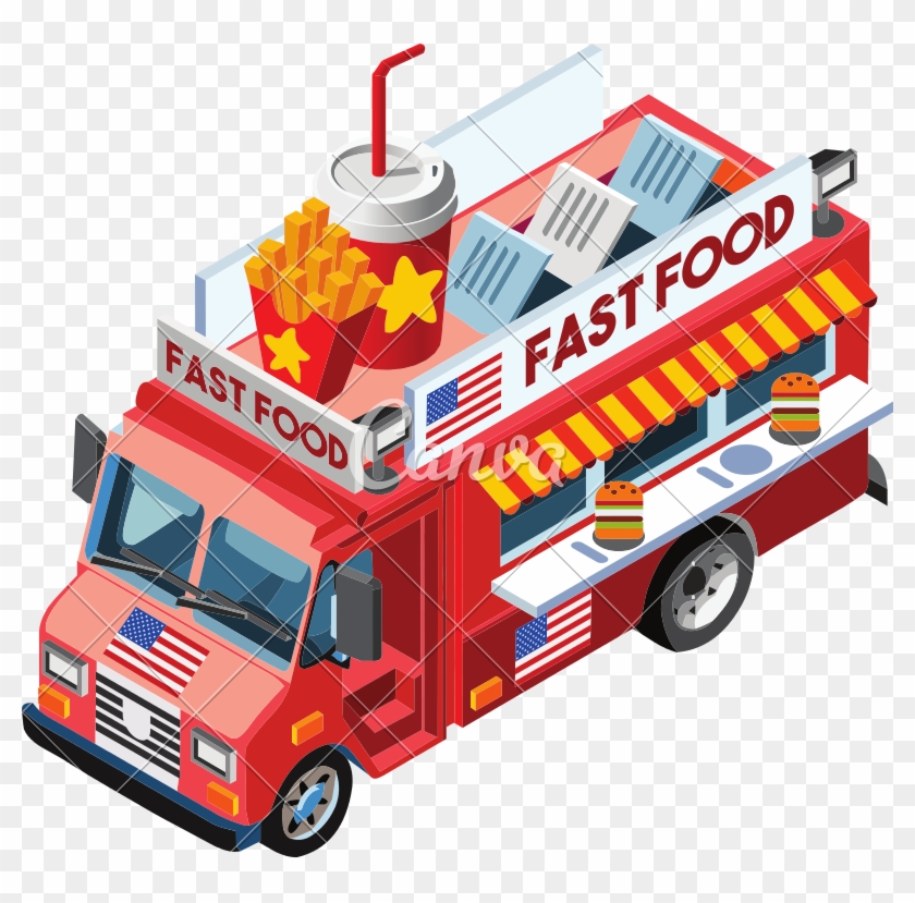 Isometric Food Truck - Food #994262