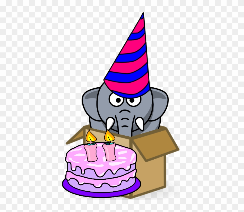 Cute Elephant In Box With Birthday Cake And Hat - 3drose Llc 8 X 8 X 0.25 Inches Mouse Pad, Cute Gray #994503