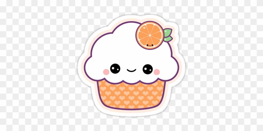 Cute Orange Cupcake" Stickers By Sugarhai - Cute Cupcakes With Faces #173958