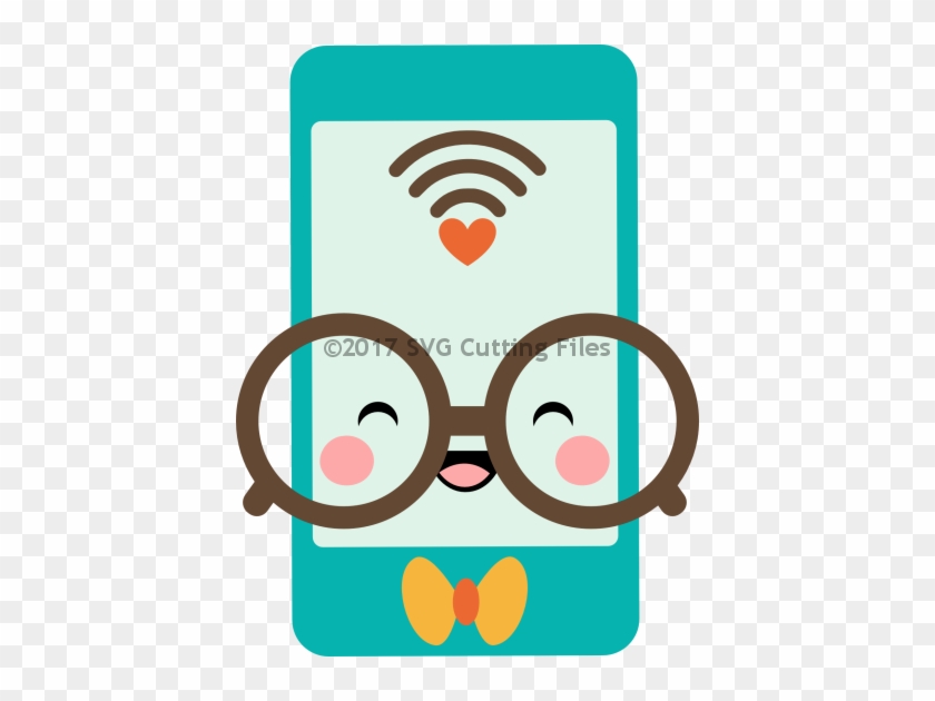 Kawaii Nerdy Smart Phone - Kawaii Phone Clipart Png #174045