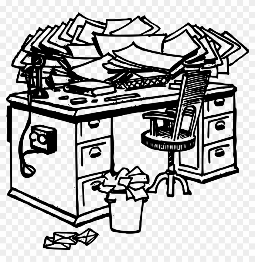 It Starts With A Simple Stack Of Mail, A Few Receipts - Messy Desk Clipart Black And White #174175