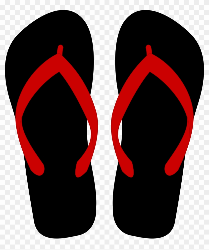 Black And Red Flip Flops #174188