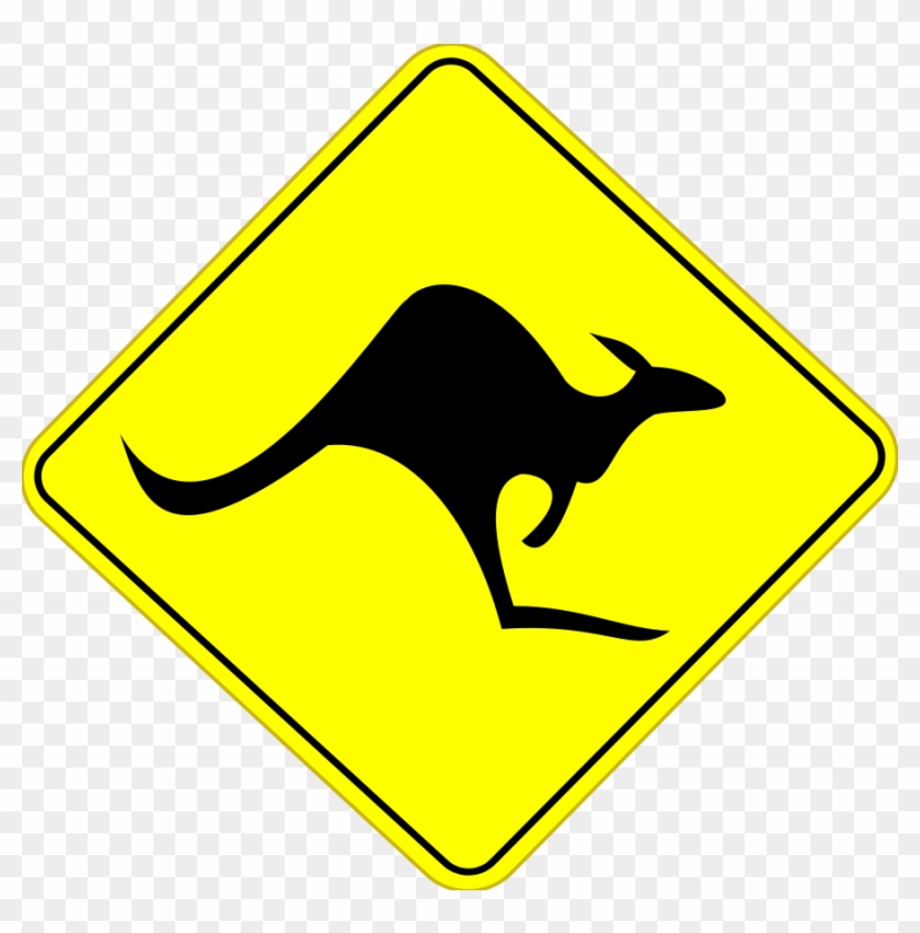 Road Trip Clipart - Kangaroo Warning Sign #174512