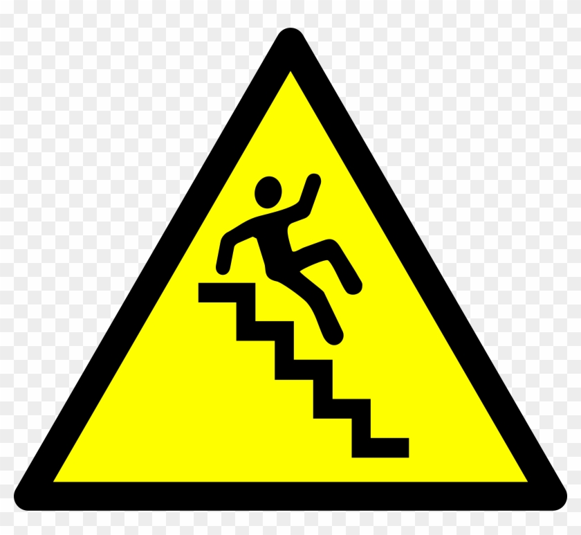 Caution Left Lane Ends Clipart, Vector Clip Art Online, - Caution Stairs Sign #174527