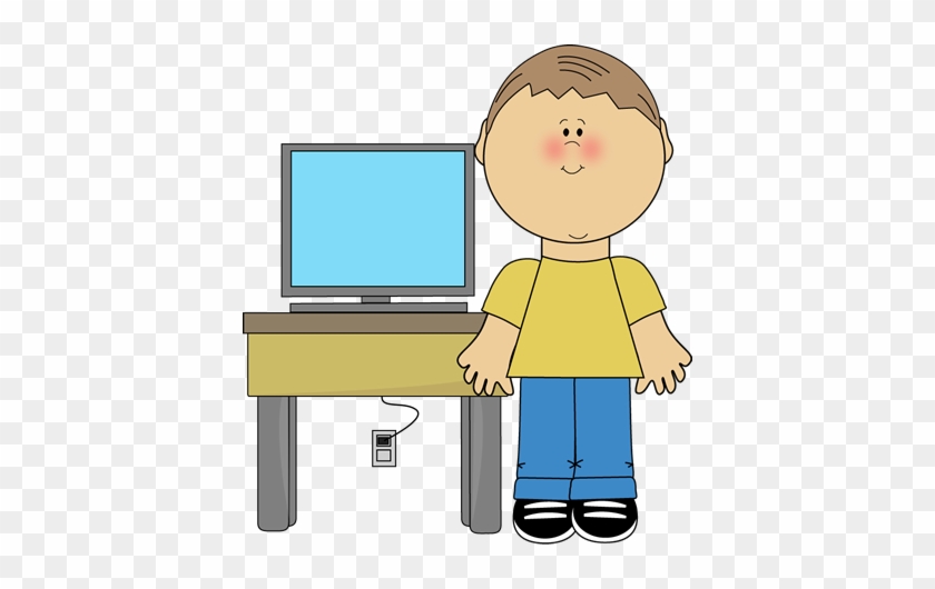 Clipart Of A Boy Using Computer Classroom Technology - My Cute Graphics Computer #174605