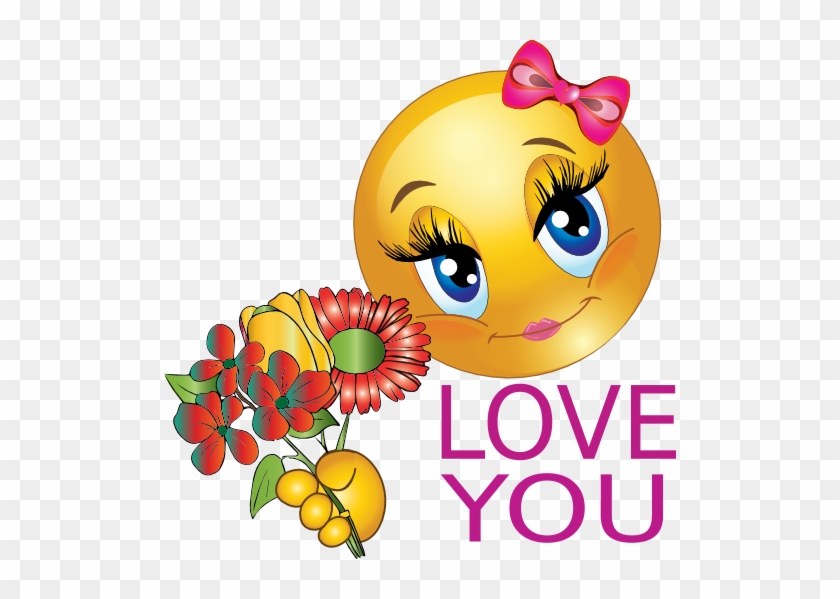 Love Smiley With Flowers - Kiss Stickers For Facebook #174670