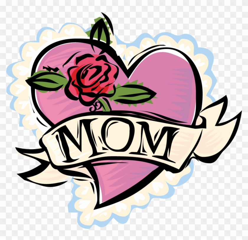 Mothers Day Clipart - Mom Heart And Rose #174770