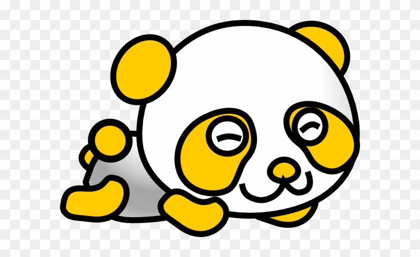 Golden Panda Clip Art - Happy Panda (laying Down) Round Ornament #174783