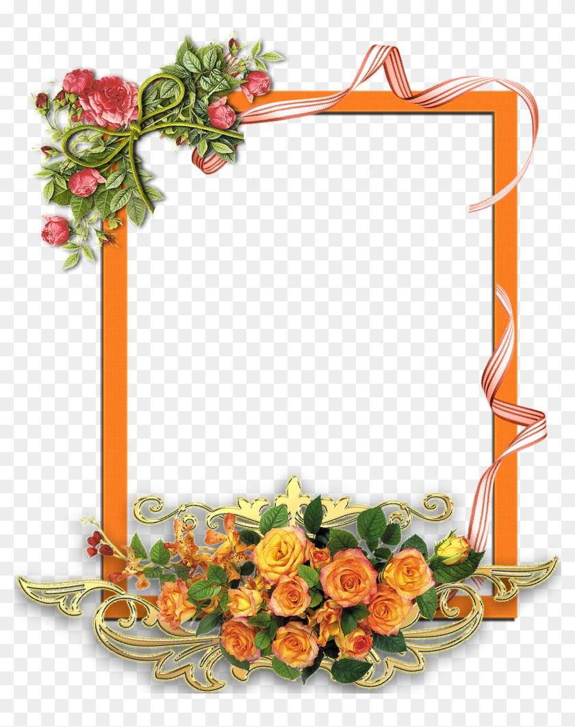 Png Frame With Flowers On A Transparent Background - Flower Frame Png #174964