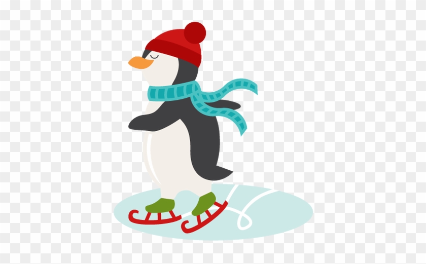 Ice Skating Penguin Svg Scrapbook Shape Winter Svg - Illustration #175331